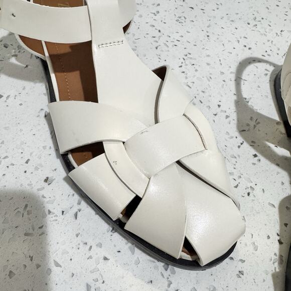 Zara Off White Flat Fisherman Sandals Size 10 - Picture 4 of 5
